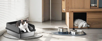 Stainless Steel Cat Litter Box with Lid – High Sided, Leakproof