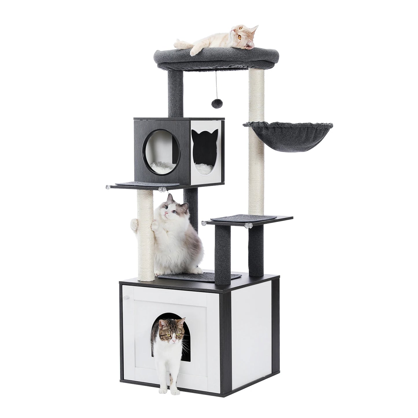 Multi-Level Cat Tree with Condo, Hammock & Scratching Posts