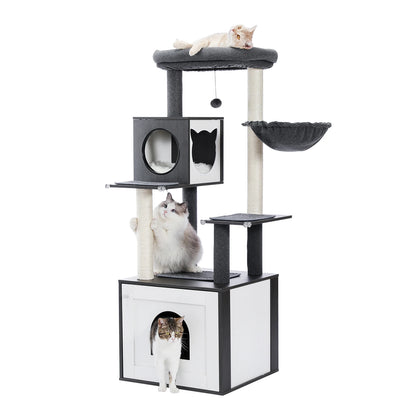 Multi-Level Cat Tree with Condo, Hammock & Scratching Posts
