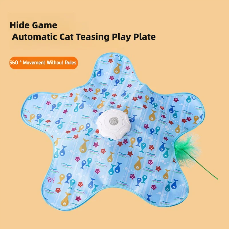 Interactive Hide & Seek Cat Toy with Motion Mouse & Feathers