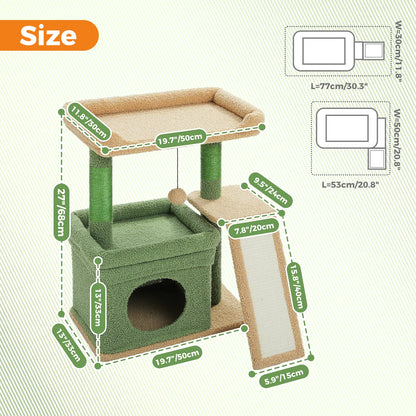 Small Cat Tree with Condo, Perch & Scratching Post