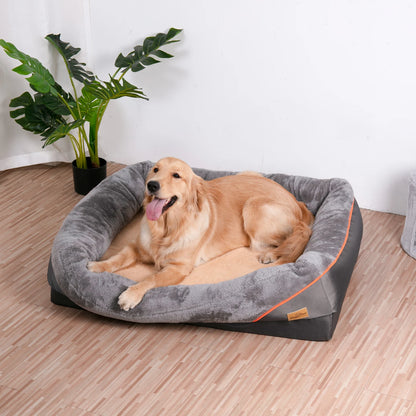 Orthopedic Dog Bed with Bolster – Soft Foam Pet Bed with Washable Cover (L–3XL)
