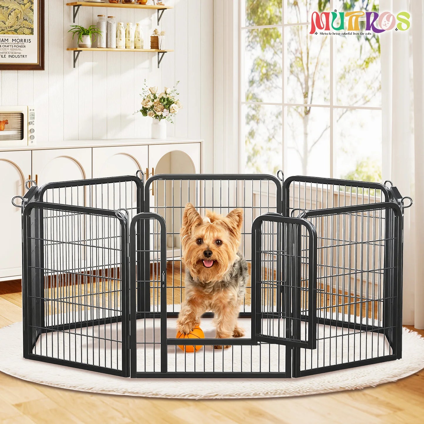 Foldable Metal Dog Playpen with Door – Indoor & Outdoor Puppy Fence