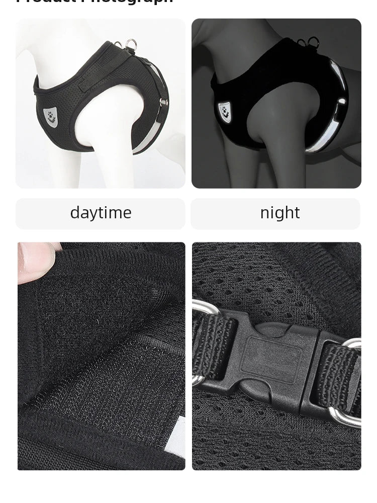 Reflective Dog Harness & Leash Set – Breathable Adjustable Vest for Easy Control