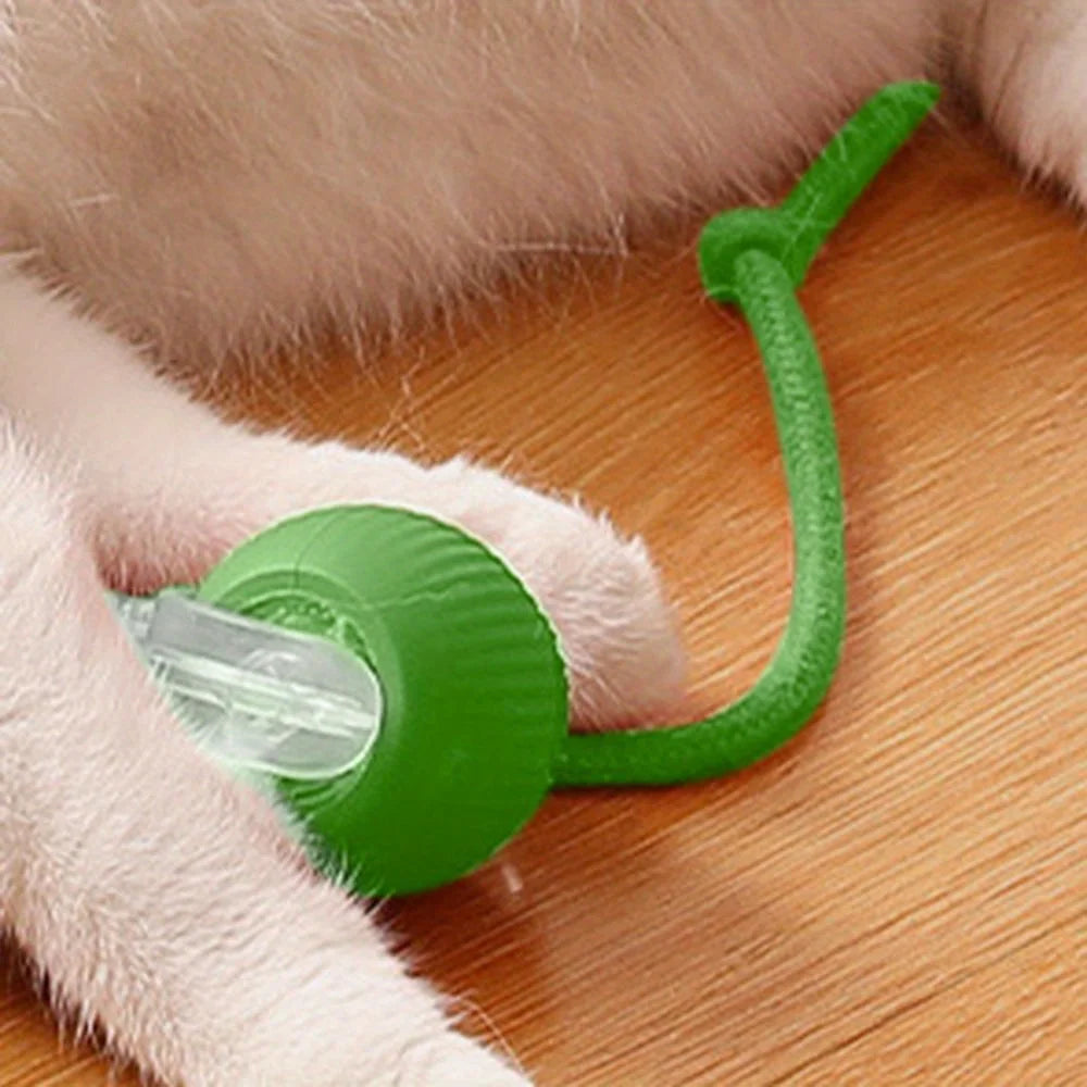 Rechargeable Smart Cat Ball – Interactive Electric Rolling Toy with Faux Tail for Cats & Dogs