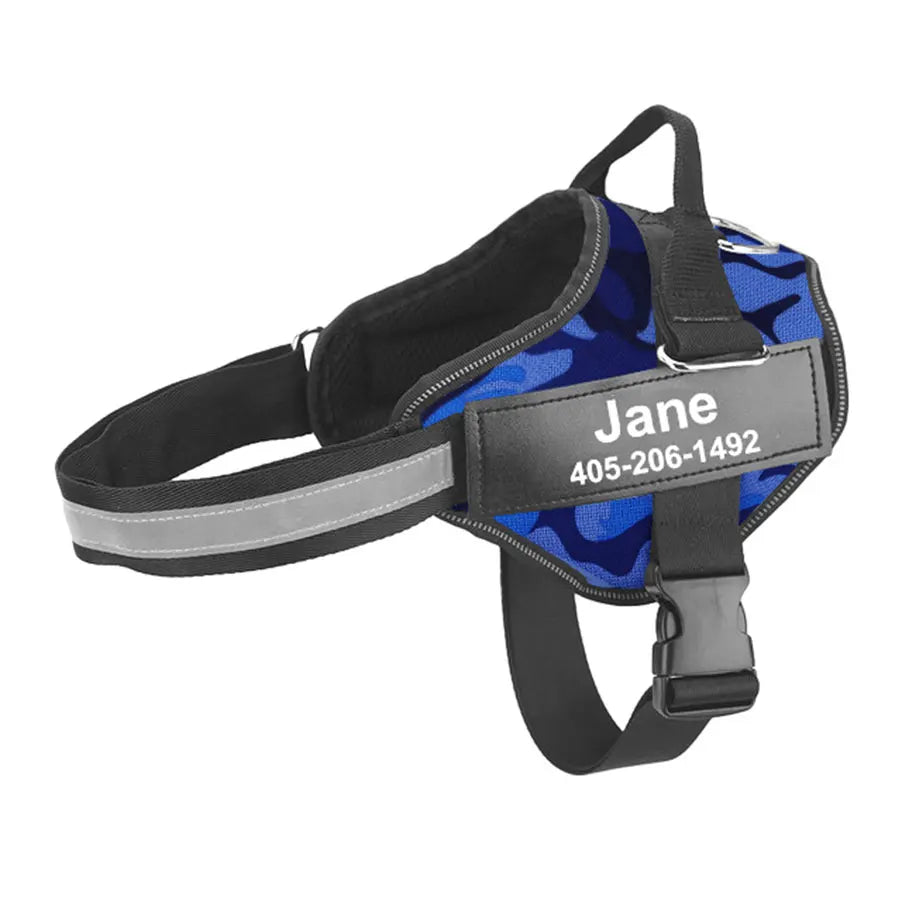 No-Pull Reflective Dog Harness – Adjustable Breathable Vest with Custom ID Patch