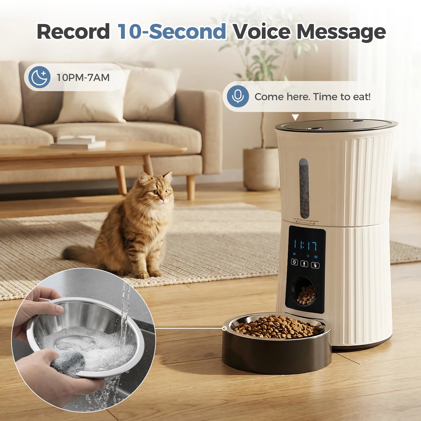JHK 4L Automatic Cat Feeder – WiFi App Control Smart Pet Food Dispenser with Timer & Dual Power