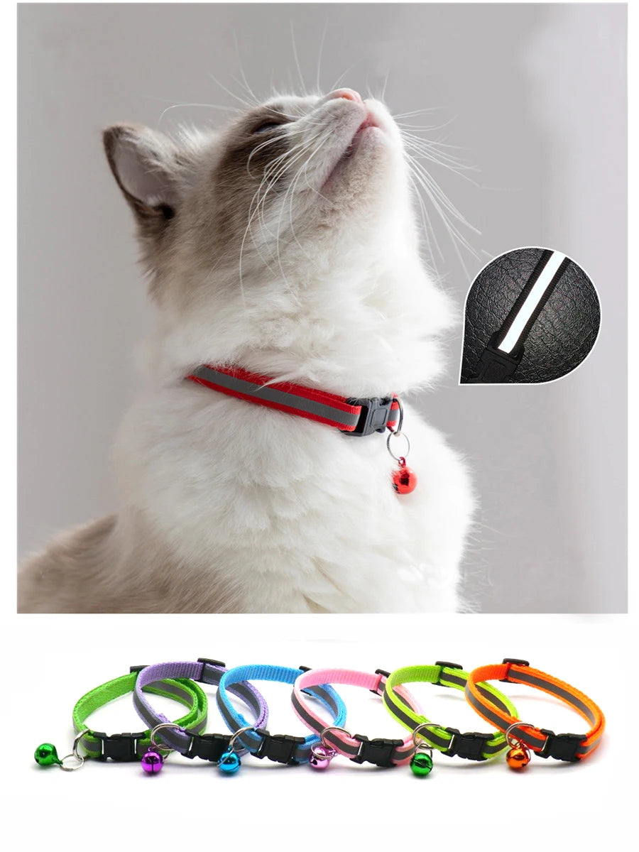 Reflective Pet Collar Set – Adjustable Collars with Bells for Cats & Small Dogs (2-Pack)