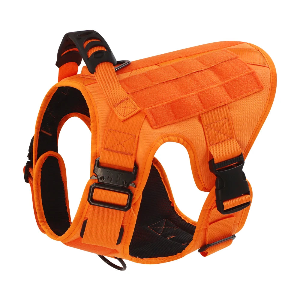 Pink Camouflage Tactical Dog Harness – Adjustable Military Training Vest with Leash
