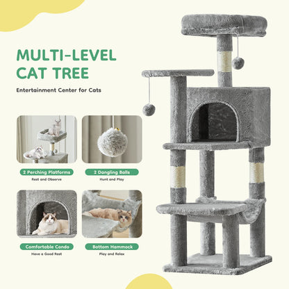 JHK 44in Cat Tree Tower for Multiple Cats with Sisal Scratching Posts