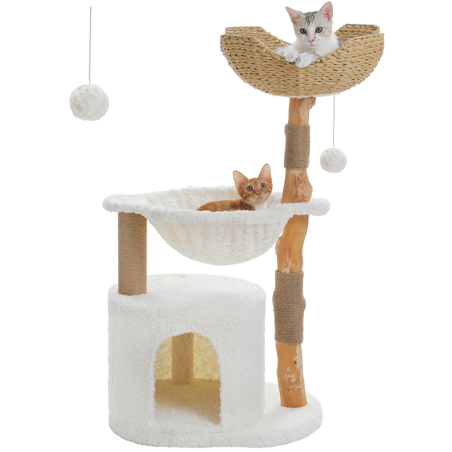 Modern Solid Wood Cat Tree – Spacious Tower with Condo, Perches & Interactive Toys
