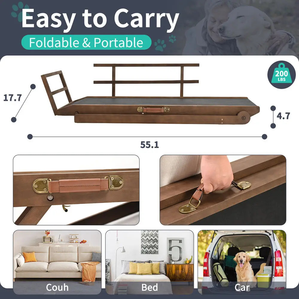 Folding Dog Ramp – For Bed, Car, Couch & Truck