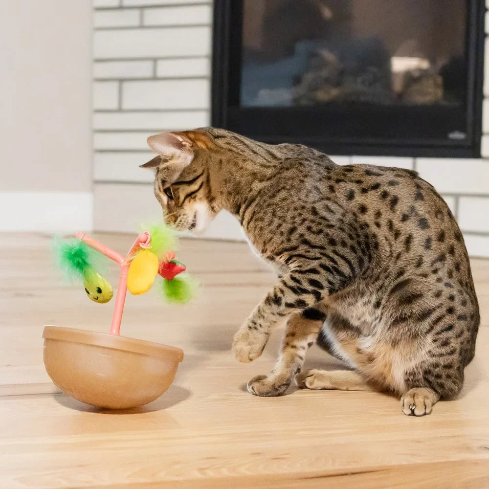 Interactive Wobble Cat Toy Bowl – Catnip Toys, Plush Flingers & Jingle Ball Set