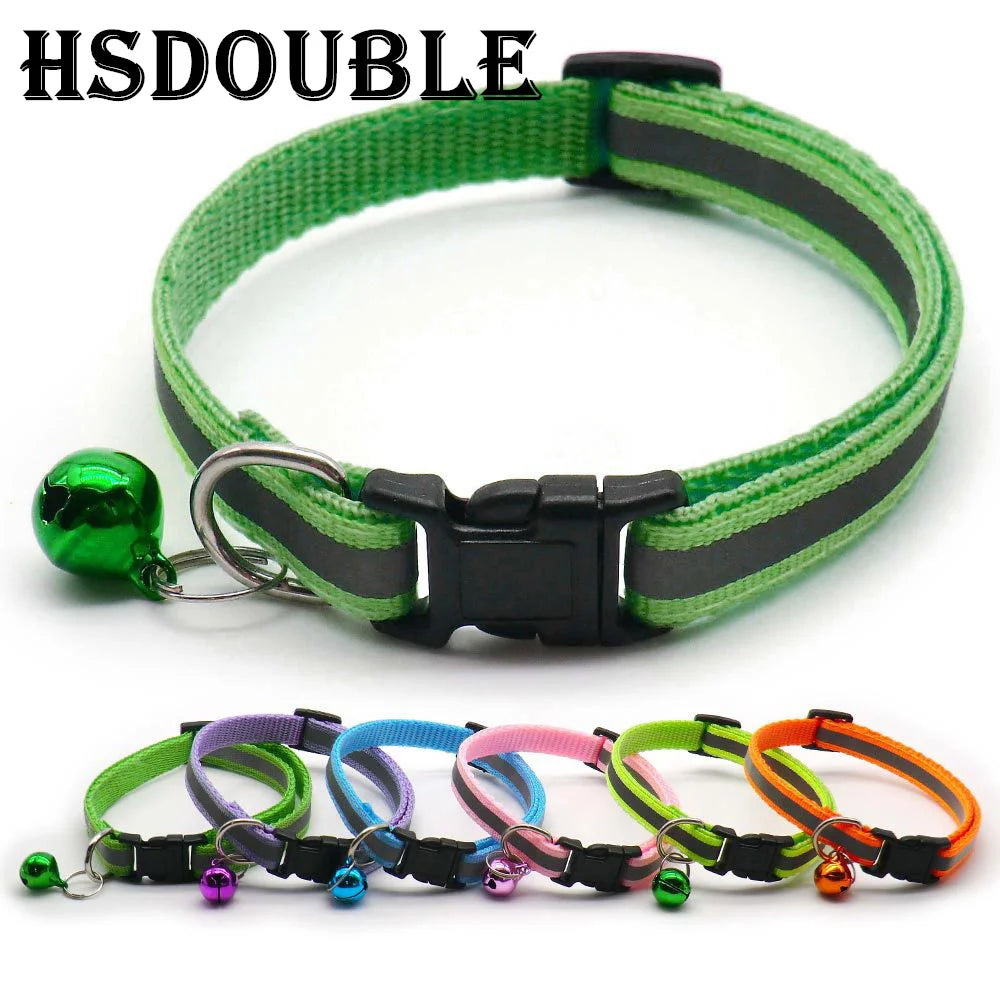 Reflective Pet Collar Set – Adjustable Collars with Bells for Cats & Small Dogs (2-Pack)