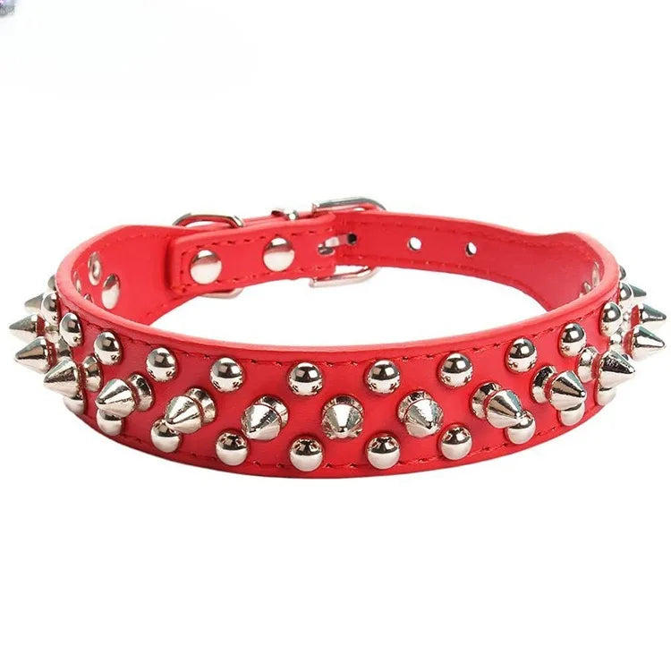 PU Leather Dog Collar Adjustable Spiked Rivet Punk Pet Collar Small Dog Cat