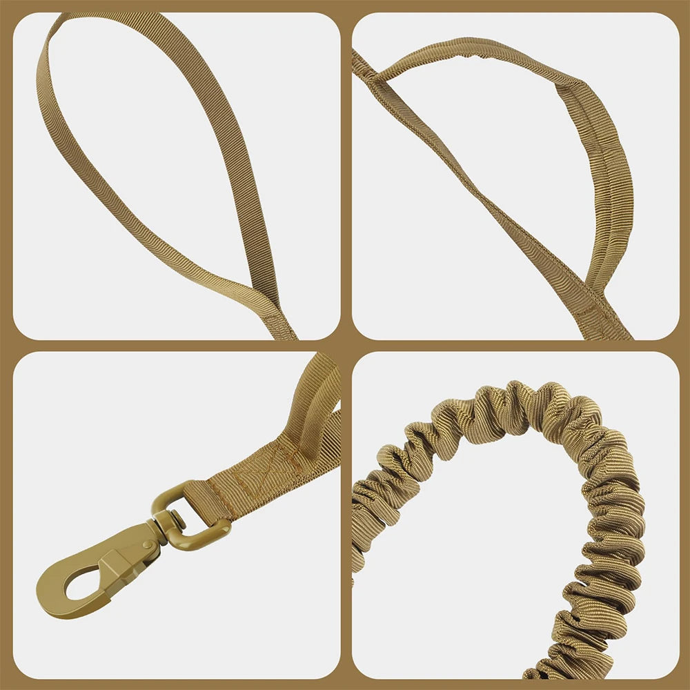 Adjustable Tactical Dog Leash with Dual Handles – Elastic Quick Release Training Lead