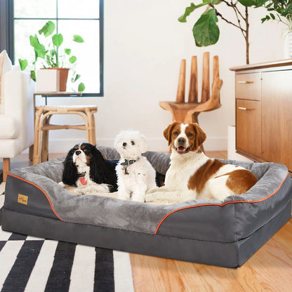 Orthopedic Dog Bed with Bolster – Soft Foam Pet Bed with Washable Cover (L–3XL)
