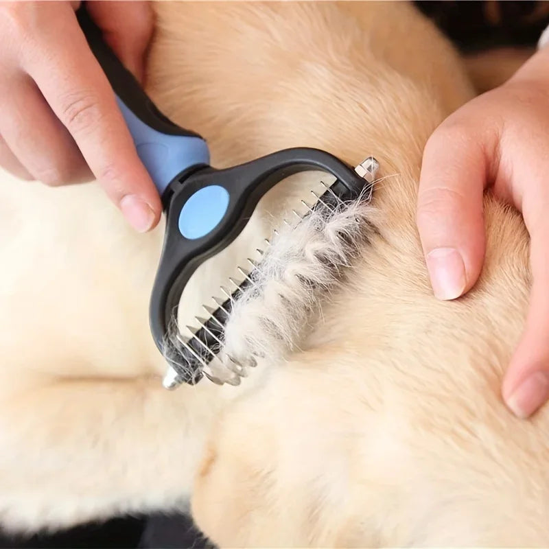 Cat Hair Removal Comb – Double-Sided Stainless Steel Grooming Brush for Cats & Dogs