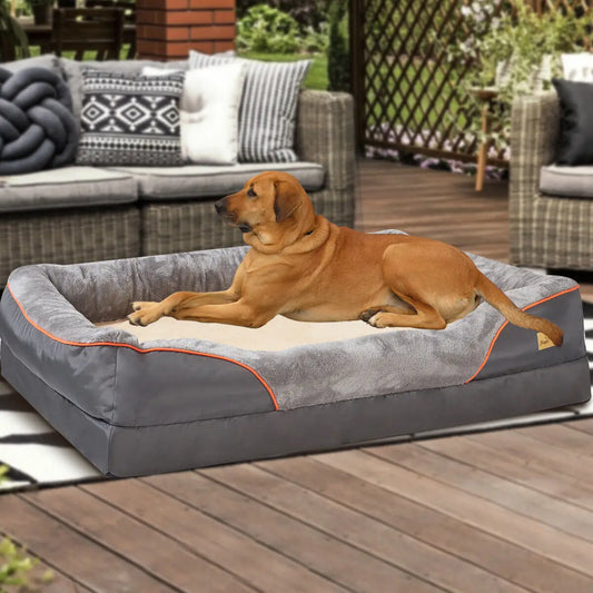 Orthopedic Dog Bed with Bolster – Soft Foam Pet Bed with Washable Cover (L–3XL)