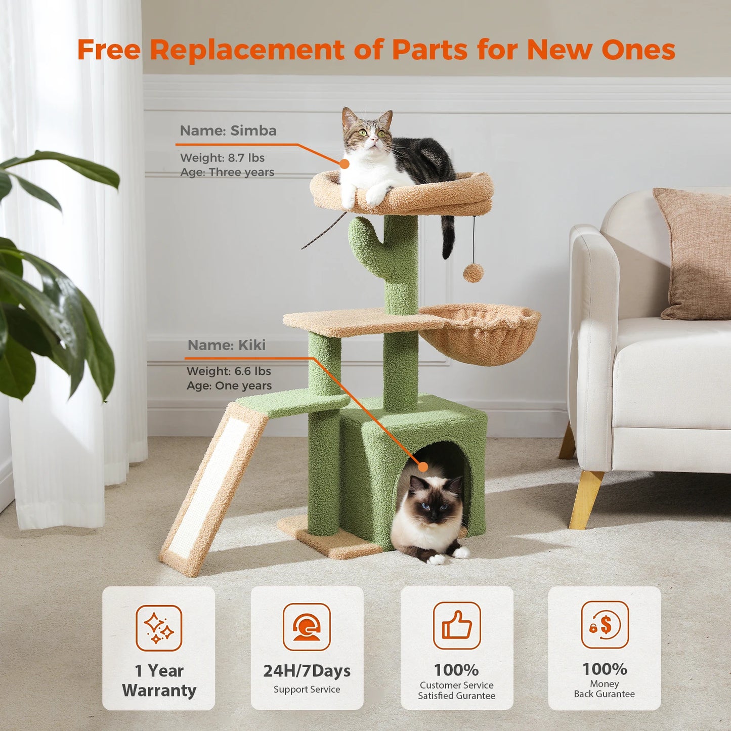 Cat Tree Tower – Cozy Condo, Wide Perch & Sisal Scratching Posts with Plush & Toy