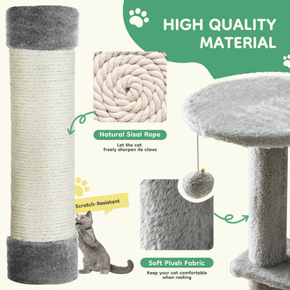 JHK 44in Cat Tree Tower for Multiple Cats with Sisal Scratching Posts