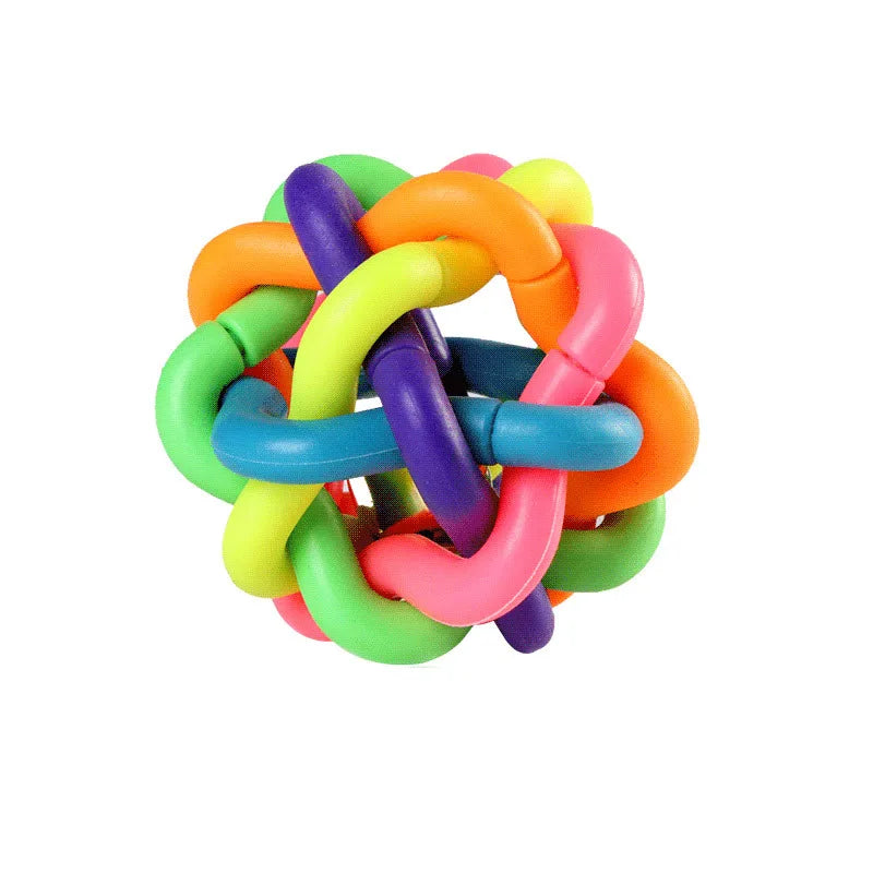 Colorful Bell Dog Ball – Bite-Resistant Rubber Fetch & Chew Toy