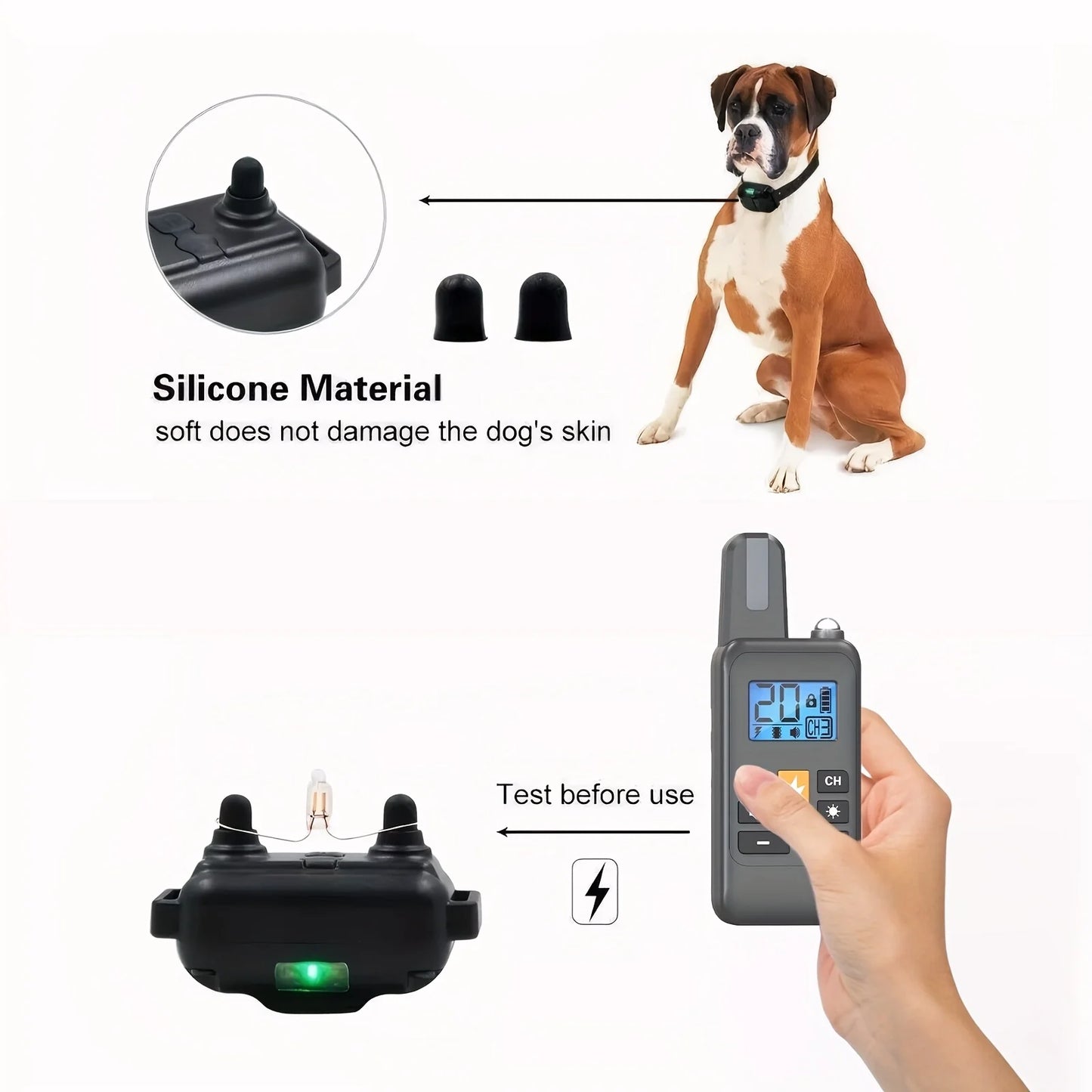 Rechargeable Dog Training Collar – Waterproof Anti-Bark Trainer with Vibration & Clicker