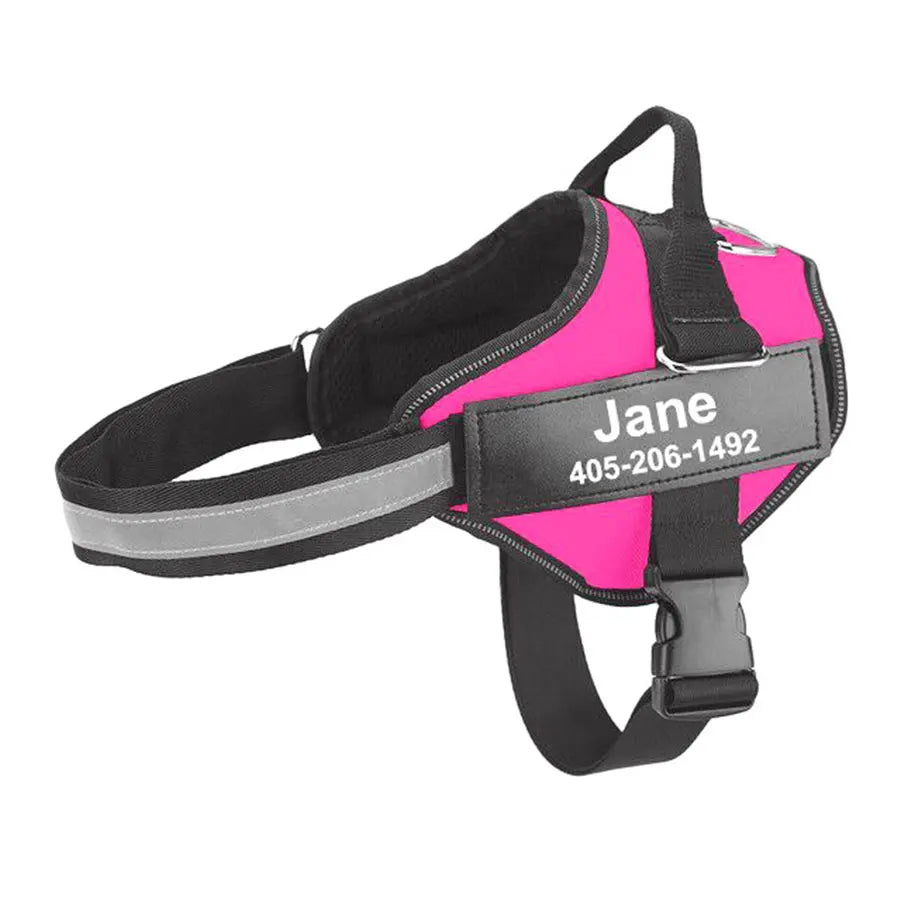 No-Pull Reflective Dog Harness – Adjustable Breathable Vest with Custom ID Patch