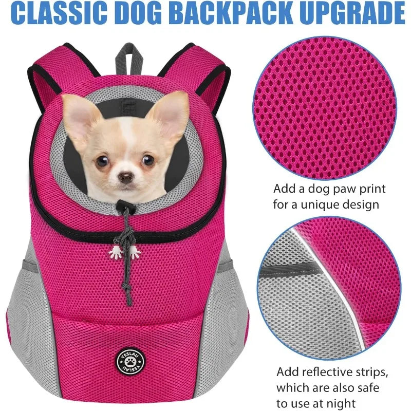 Portable Pet Carrier Backpack – Breathable Front Travel Bag for Dogs & Cats