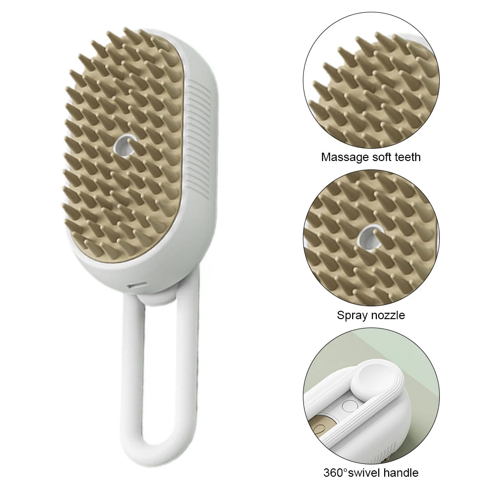 3-in-1 Pet Steam Brush – Electric Grooming & Massage Comb