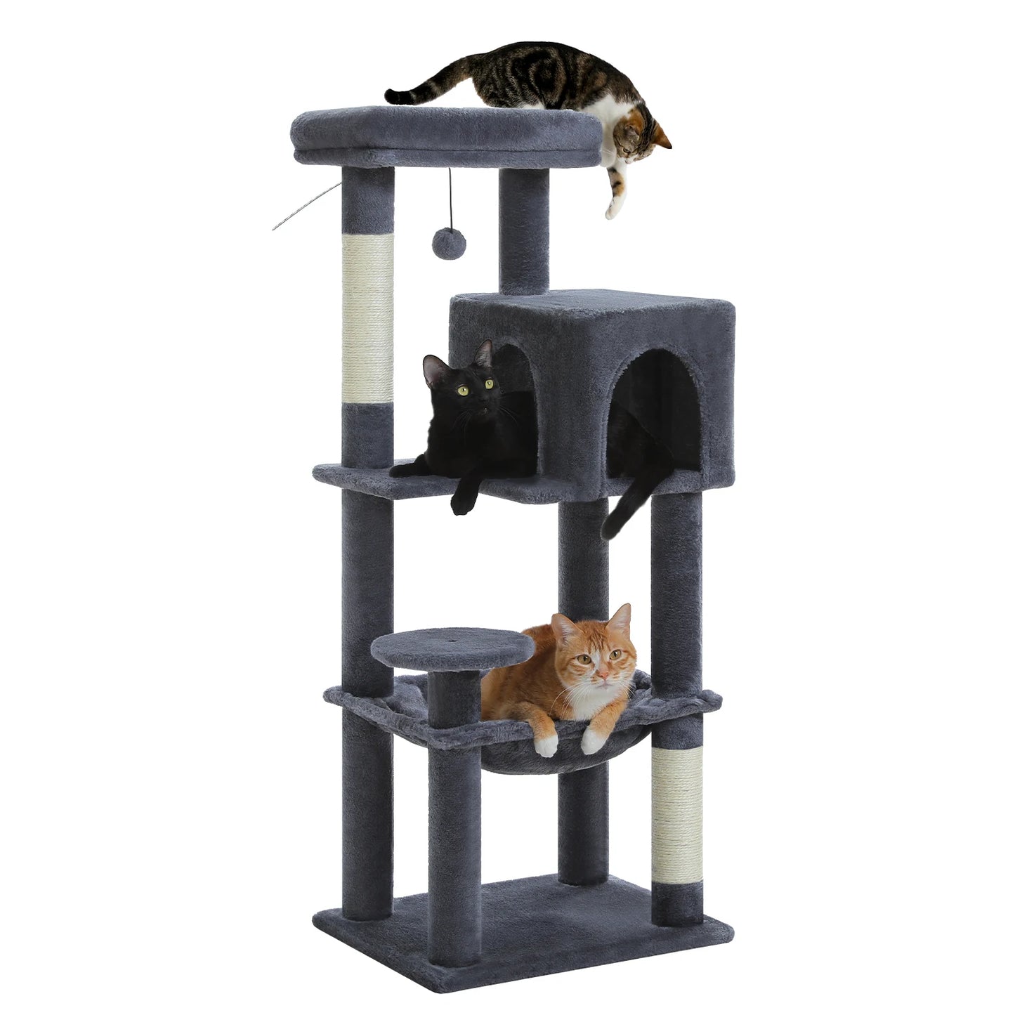 5-Level Cat Tree Tower – Plush Condo, Hammock & Sisal Scratching Posts