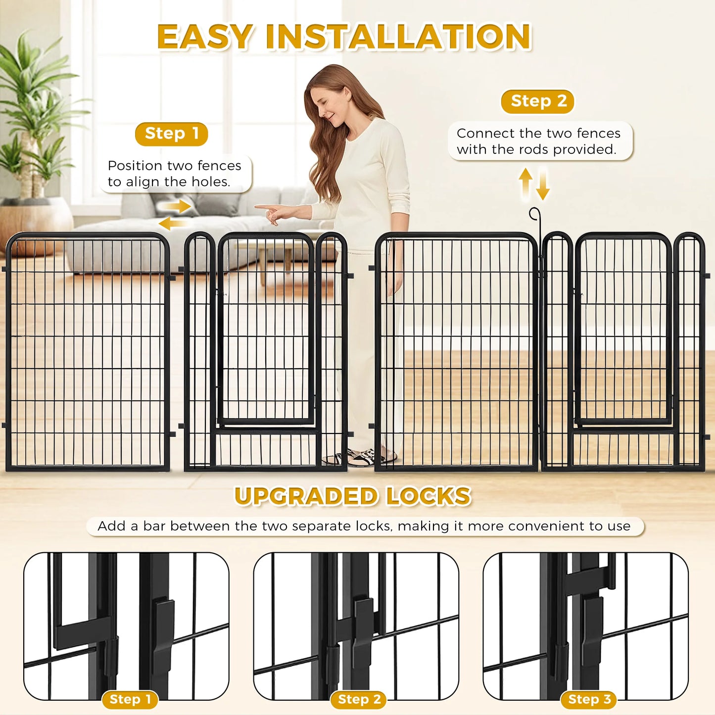 Foldable Metal Dog Playpen with Door – Indoor & Outdoor Puppy Fence