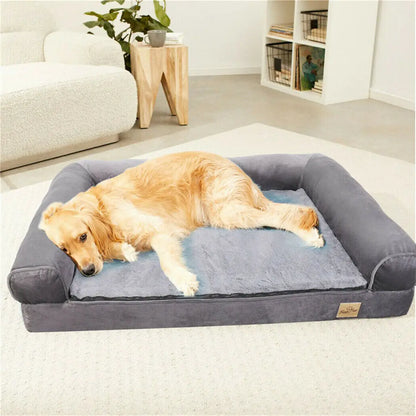 Orthopedic XXL Dog Bed with Bolster & Washable Cover