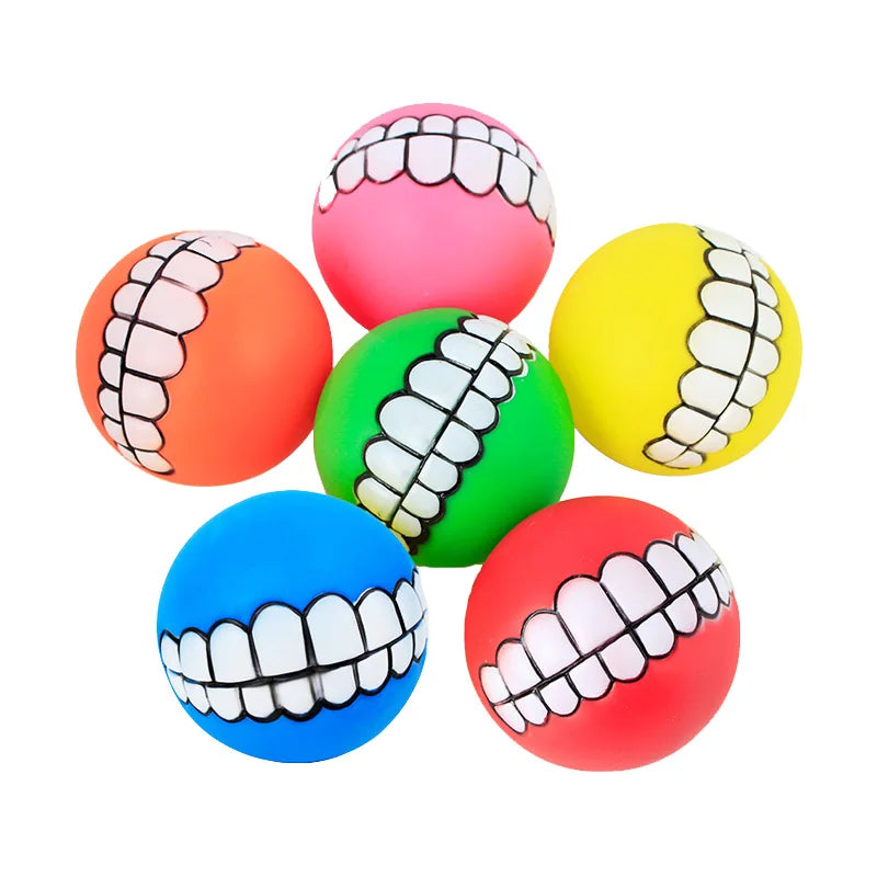 Rubber Dog Chew Toy – Squeaky Bite-Resistant Cleaning Ball for Small Dogs & Puppies