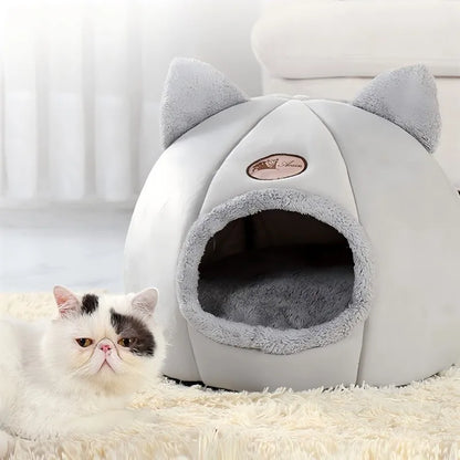 Cat Ear Pet Bed – Soft, Warm & Washable Bed for Small to Large Cats