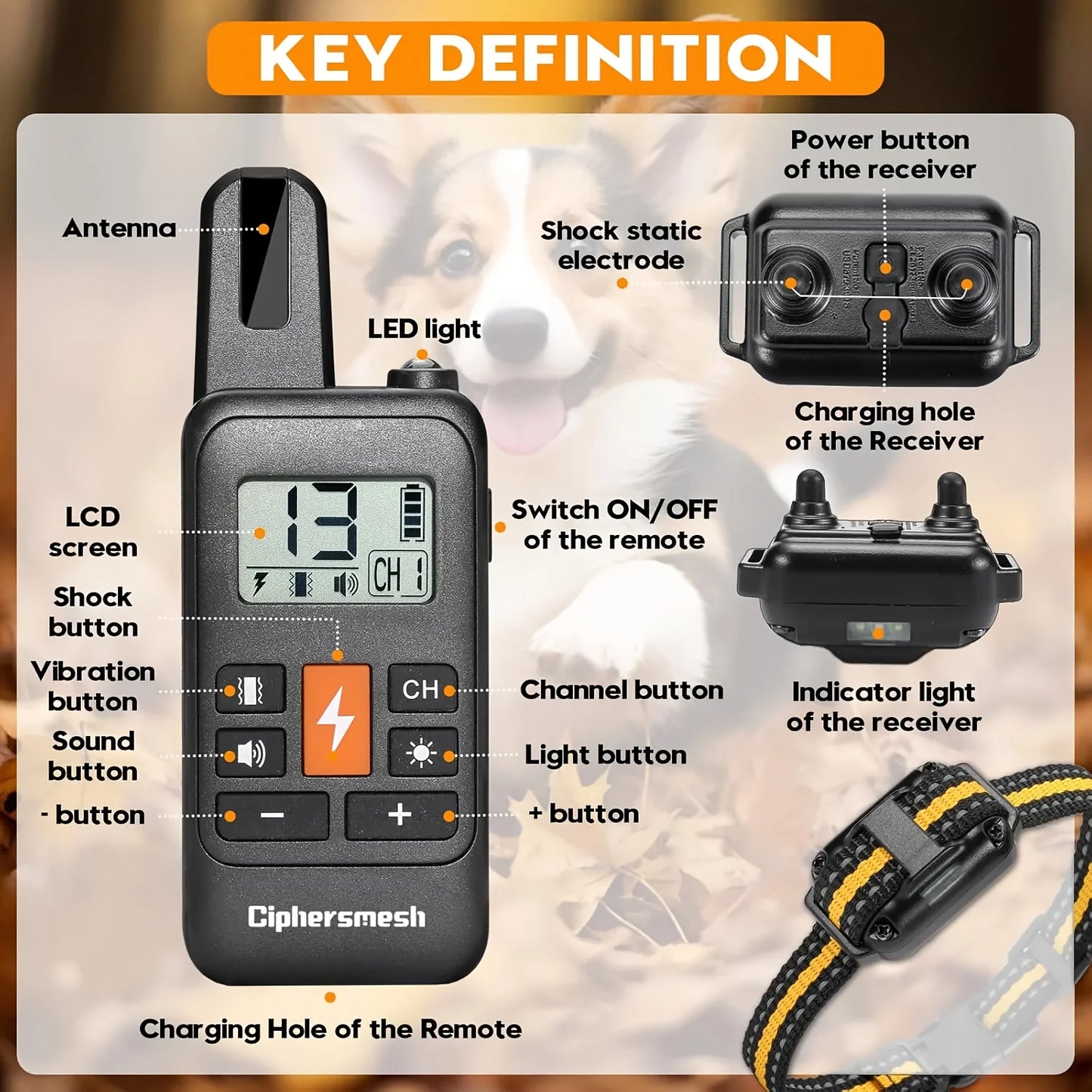 Rechargeable Dog Training Collar – Waterproof Anti-Bark Trainer with Vibration & Clicker