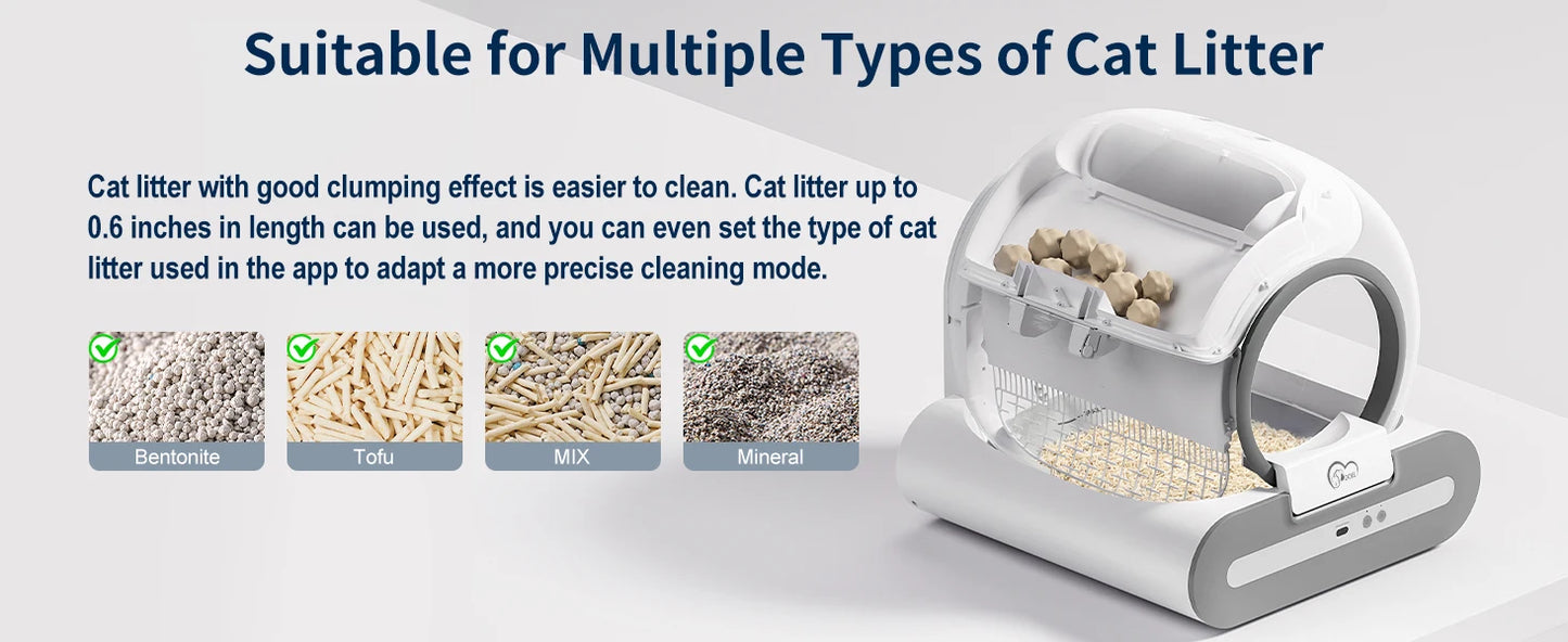 Smart Self-Cleaning Cat Litter Box with App Control & 65L Capacity