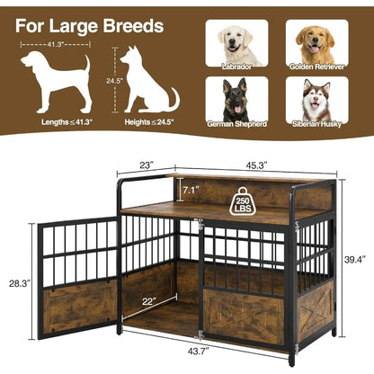 “XL Heavy-Duty Dog Crate Furniture with Storage Shelf”