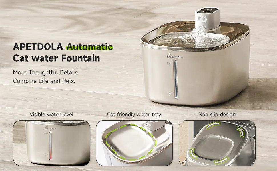 APETDOLA 4L Wireless Pet Water Fountain – Automatic Sensor Drinking Dispenser for Cats & Dogs