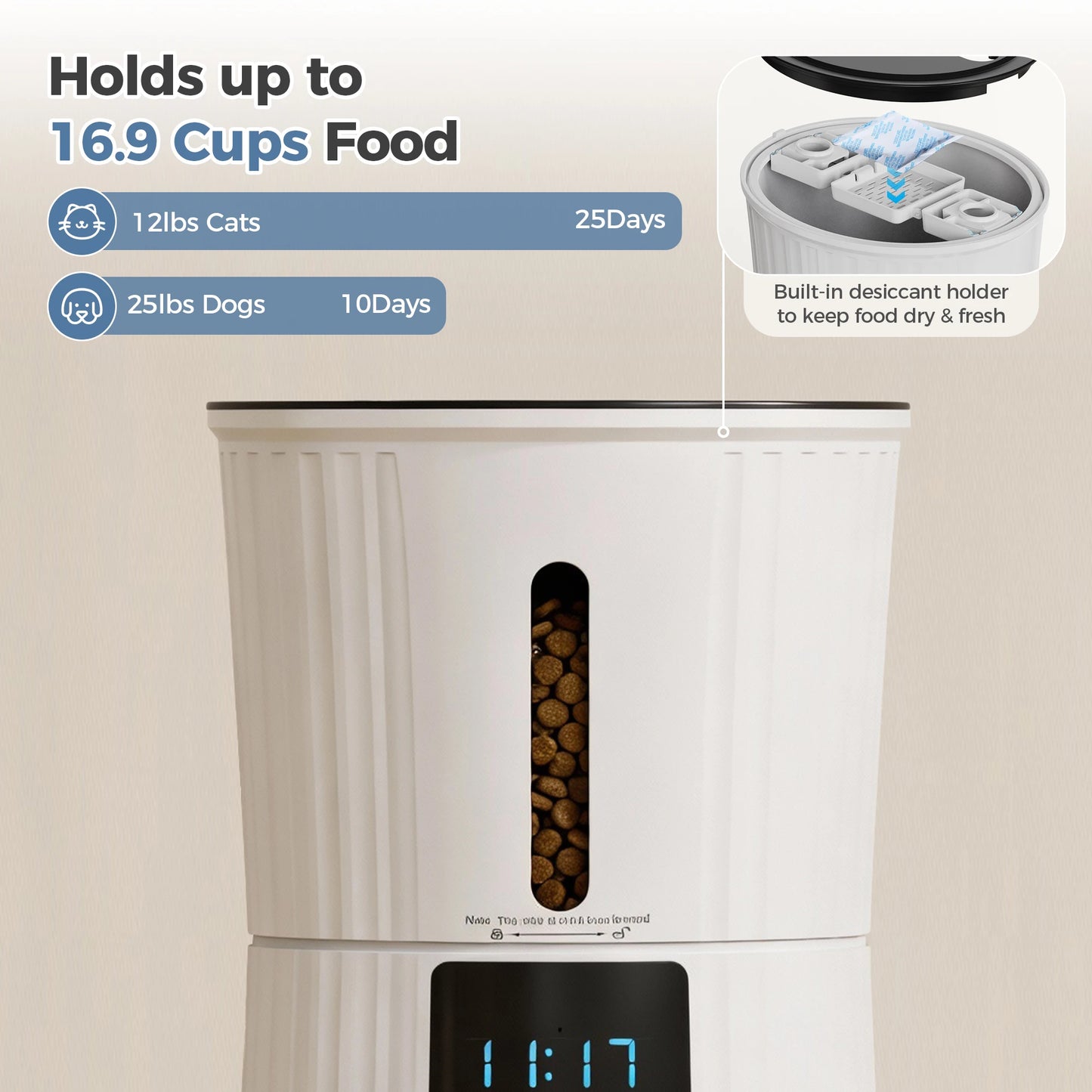 JHK 4L Automatic Cat Feeder – WiFi App Control Smart Pet Food Dispenser with Timer & Dual Power
