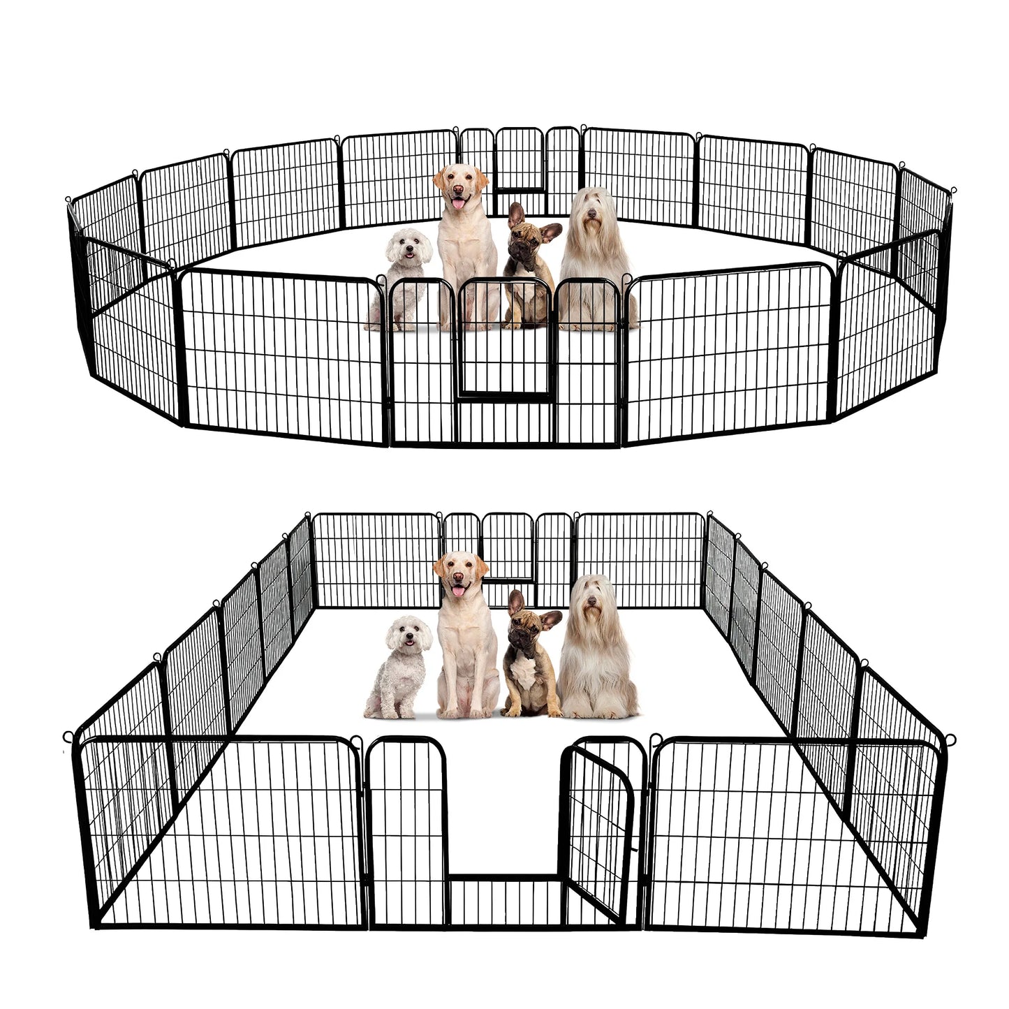 Foldable Metal Dog Playpen with Door – Indoor & Outdoor Puppy Fence