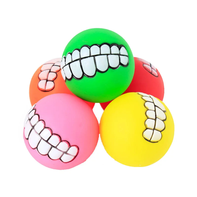 Rubber Dog Chew Toy – Squeaky Bite-Resistant Cleaning Ball for Small Dogs & Puppies