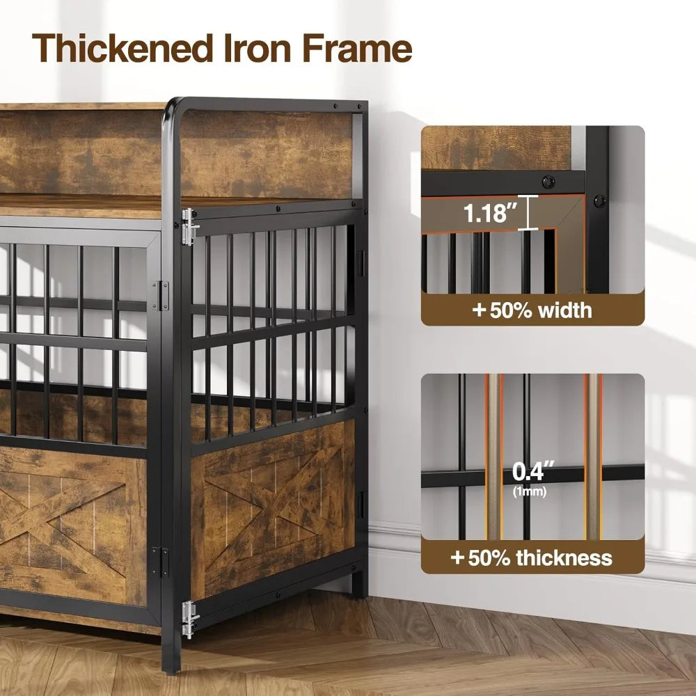 “XL Heavy-Duty Dog Crate Furniture with Storage Shelf”