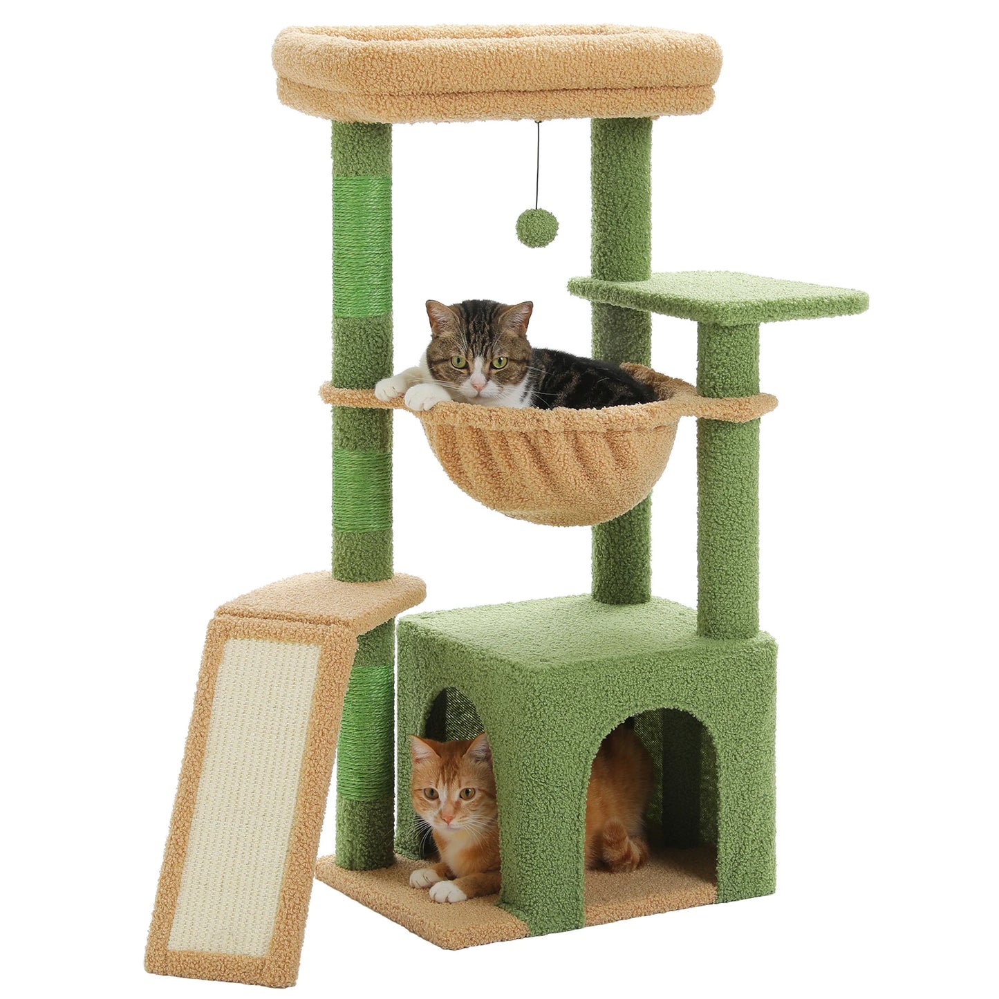 Cat Tree Tower – Cozy Condo, Wide Perch & Sisal Scratching Posts with Plush & Toy
