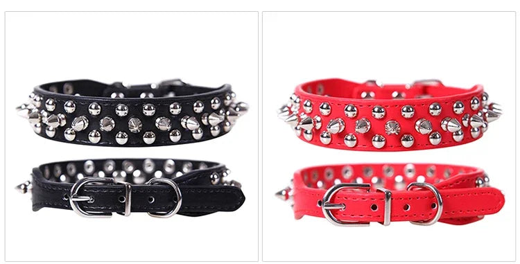 PU Leather Dog Collar Adjustable Spiked Rivet Punk Pet Collar Small Dog Cat