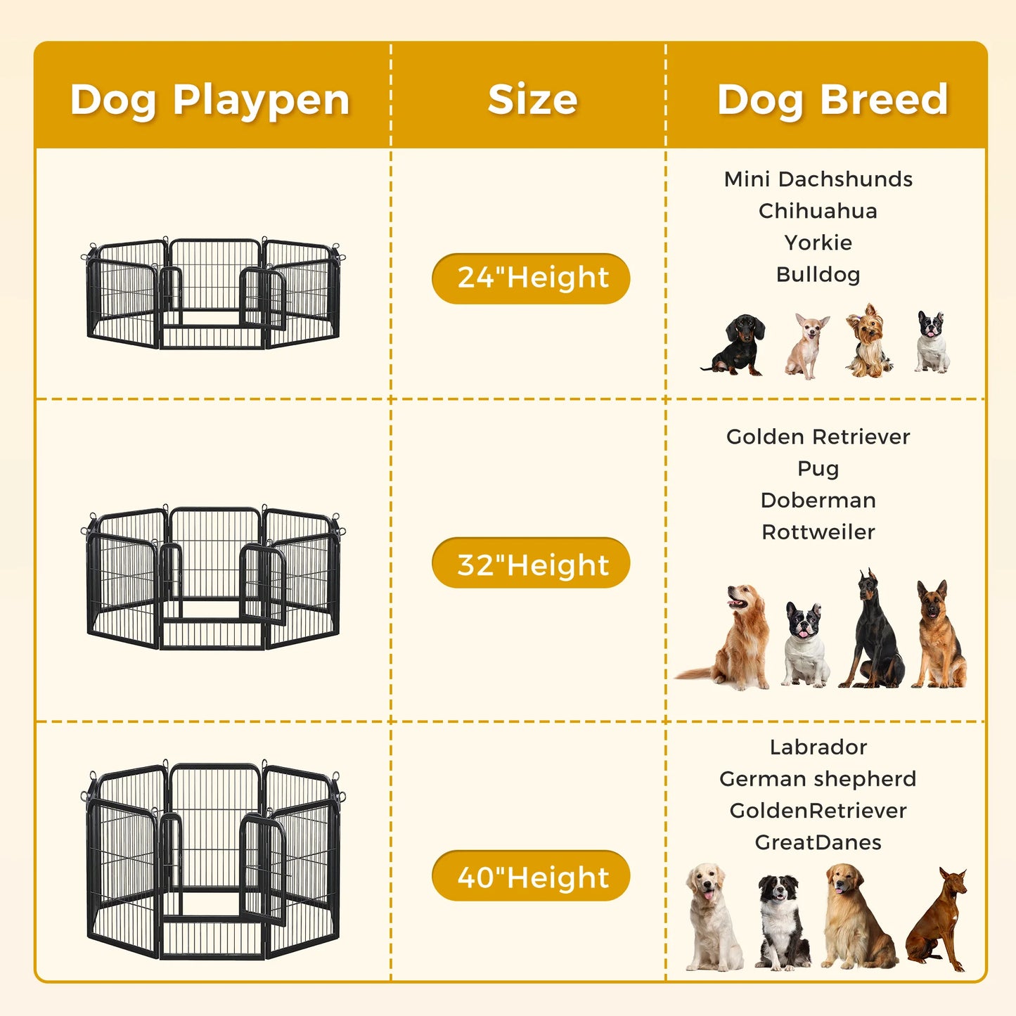 Foldable Metal Dog Playpen with Door – Indoor & Outdoor Puppy Fence