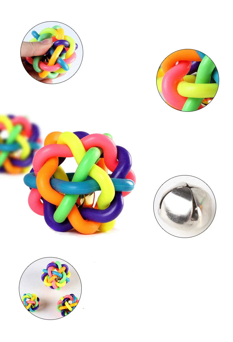 Colorful Bell Dog Ball – Bite-Resistant Rubber Fetch & Chew Toy