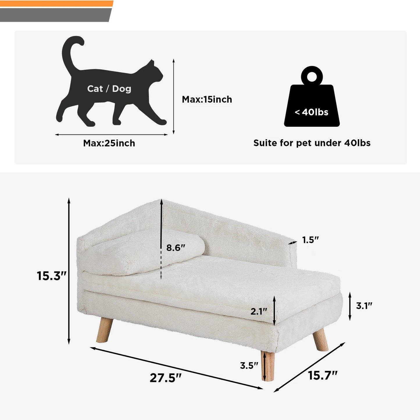 Nordic Elevated Pet Bed – Wooden Leg Sofa for Small Dogs & Cats