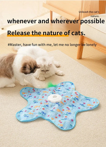 Interactive Hide & Seek Cat Toy with Motion Mouse & Feathers