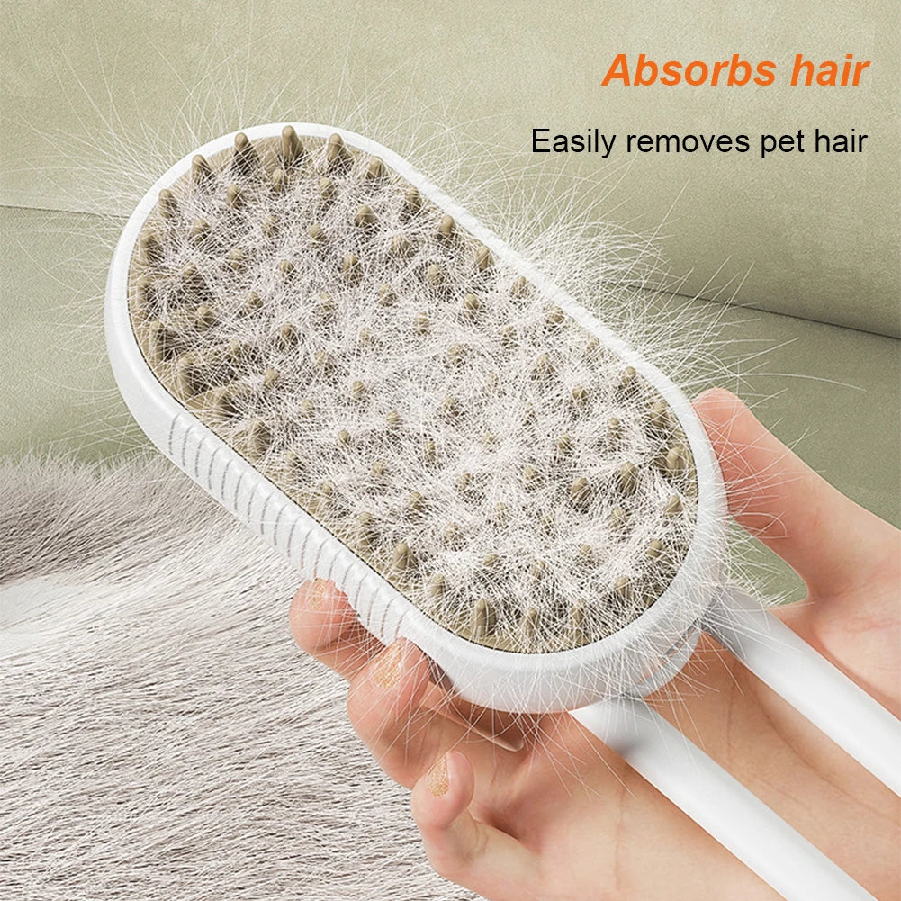 3-in-1 Pet Steam Brush – Electric Grooming & Massage Comb
